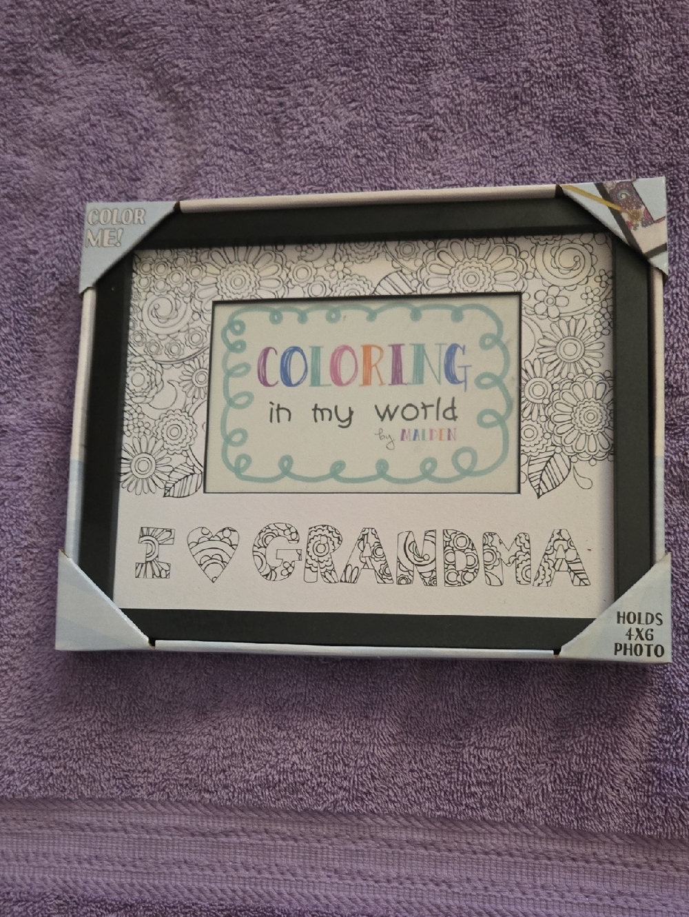 Coloring In My World Black Picture Frame - Grandma Design